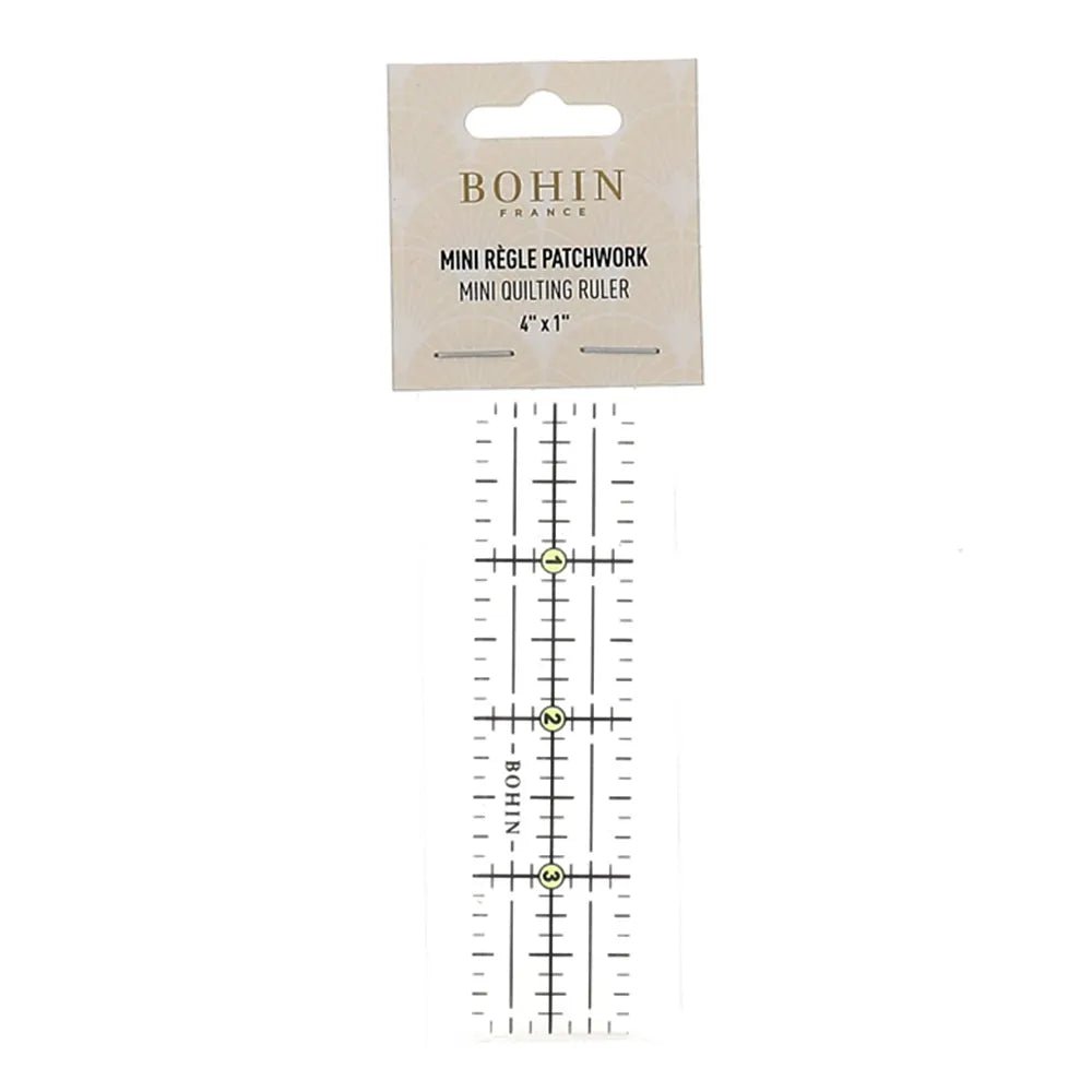 Lineāls ar atzīmēm Bohin Patchwork lineāls 4" × 1" (collas)