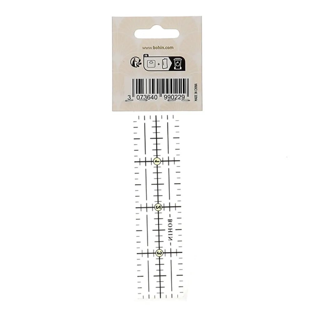 Lineāls ar atzīmēm Bohin Patchwork lineāls 4" × 1" (collas)