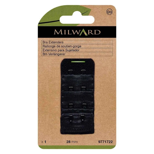 Krūštura apkārtmēra pagarinātājs Milward 28 mm,2 āķi - melns