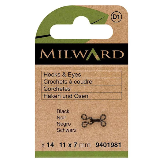 Piešujamie aizdares āķi un cilpas 11 x7 mm - melns
