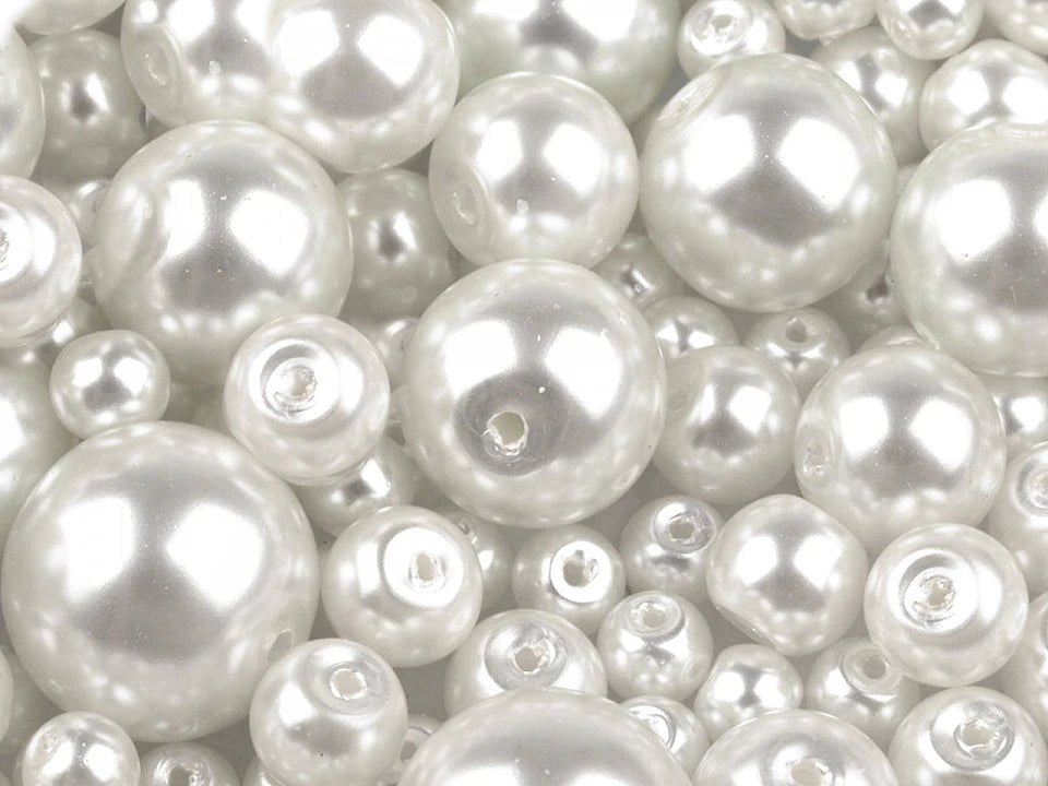 Stikla pērlītes, Ø4–12 mm, dažādi izmēri, 50 g - dažādu krāsu varianti