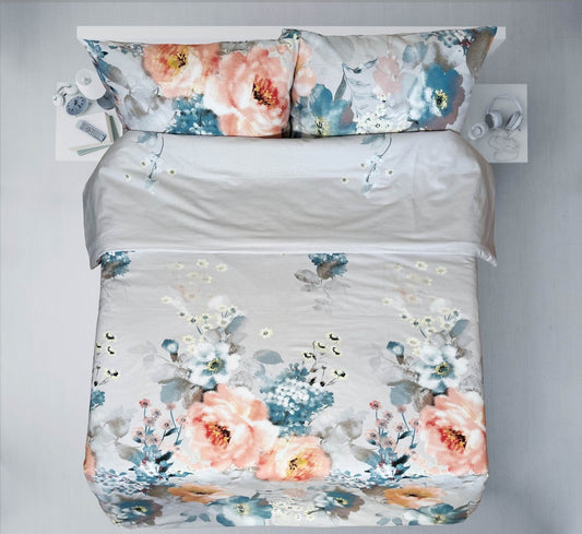 100% Kokvilnas audums-gleznotie ziedi 220cm 146 g/m²