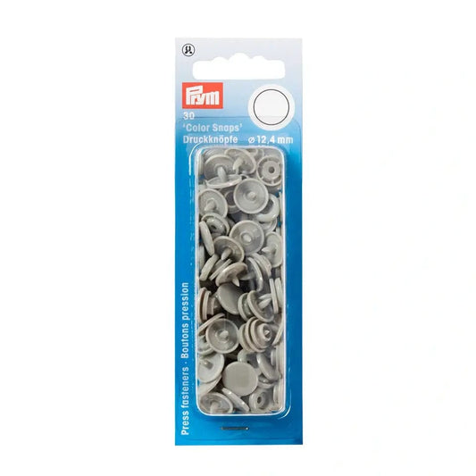 PRYM Spiedpogas Ø12.4 mm 30 gab-pelēkas
