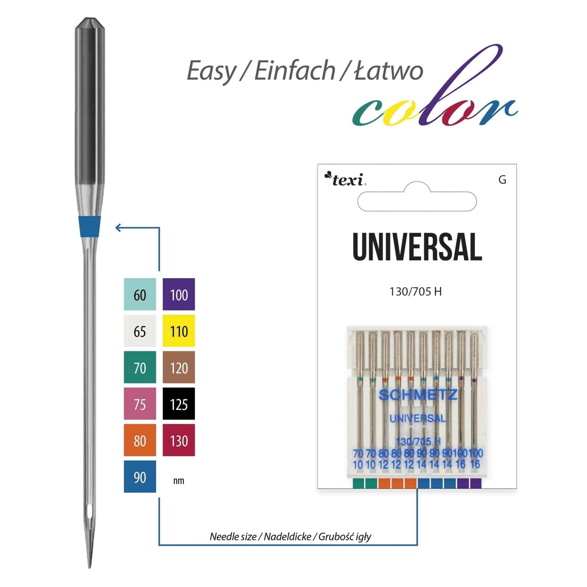 SCHMETZ UNIVERSAL Šujmašinu adatas universālās-Nr./70/80/90/100 (10gab.)